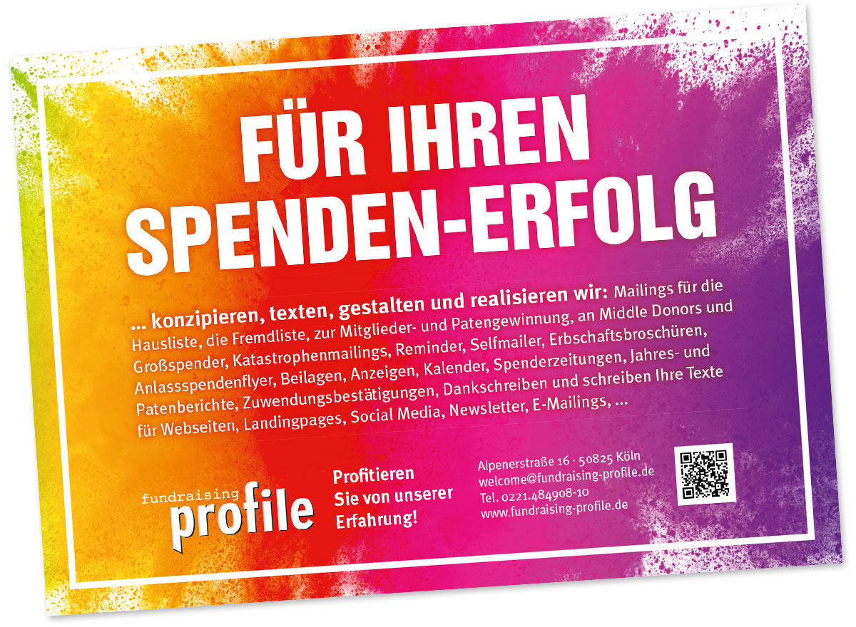 Unsere Anzeige im Fundraiser Magazin 3/2023